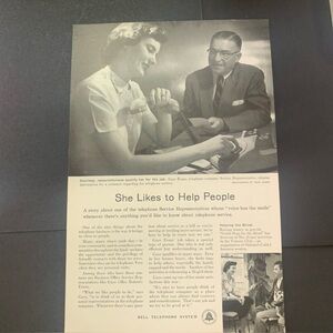 Vintage 1956 Bell Telephone She Likes To Help Others Ad Advertisement
